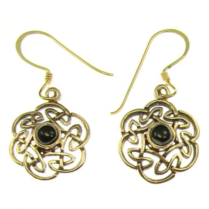 Bronze-Ohrhänger keltischer Knoten mit Stein