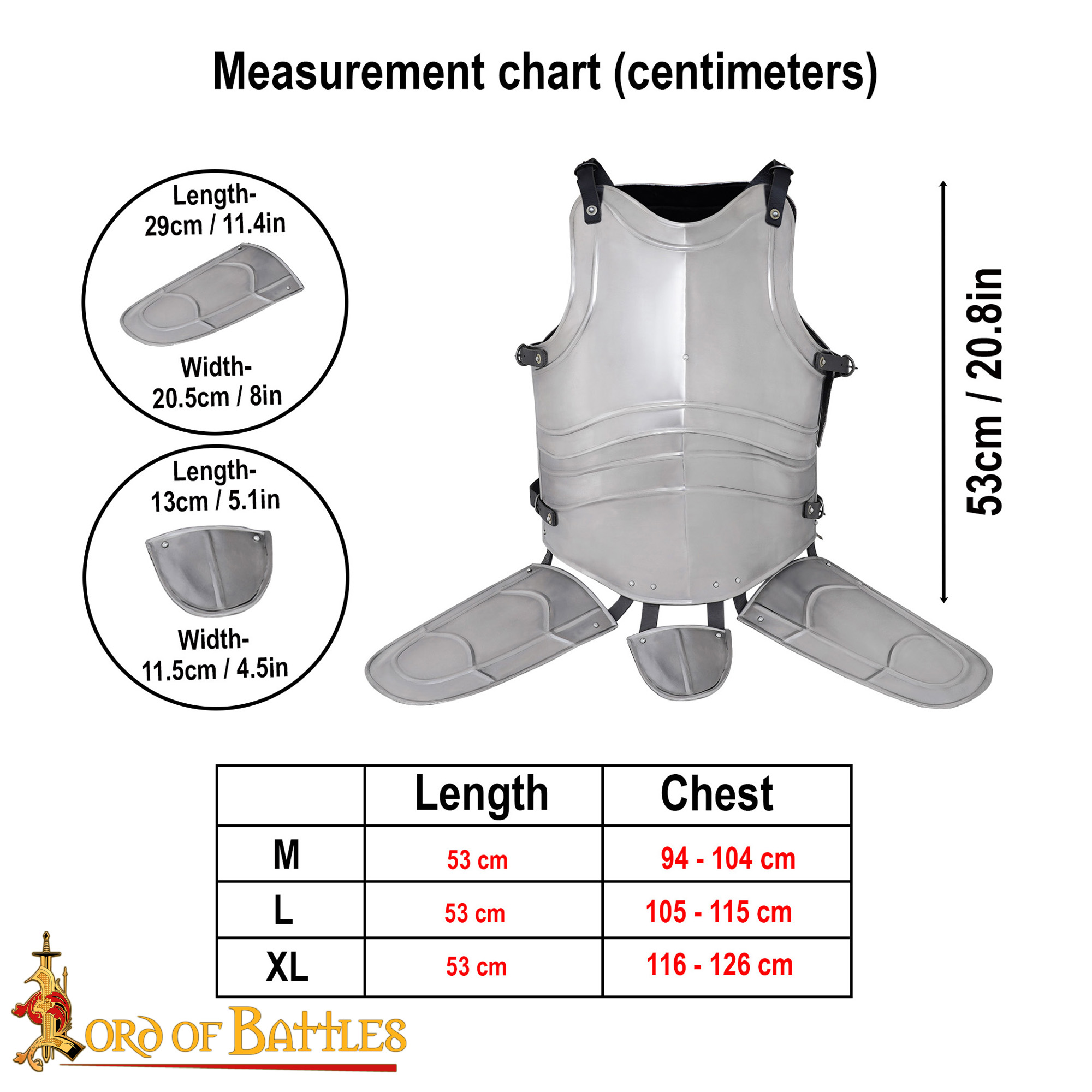 Mittelalterlicher Stahlkürass mit Beintaschen