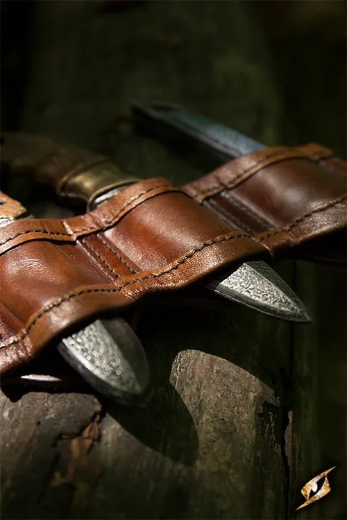 Messerset mit Halterung braun