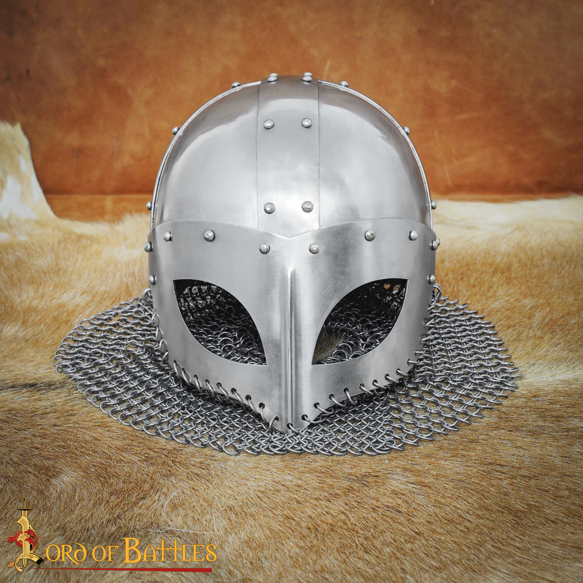 Wikinger Brillenhelm mit Kettengeflecht, 1,3mm
