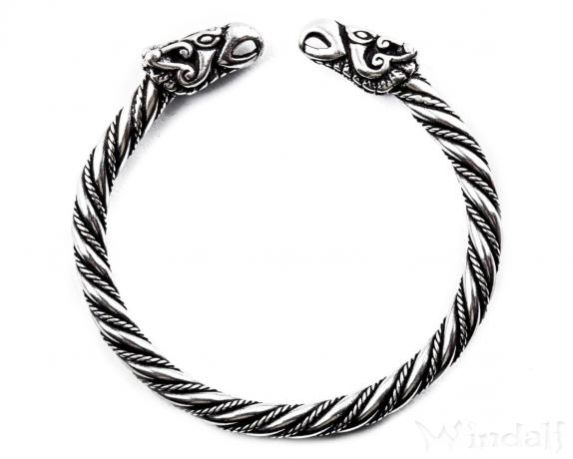 Wikingerarmreif für Frau mit Rabenköpfen, Silber