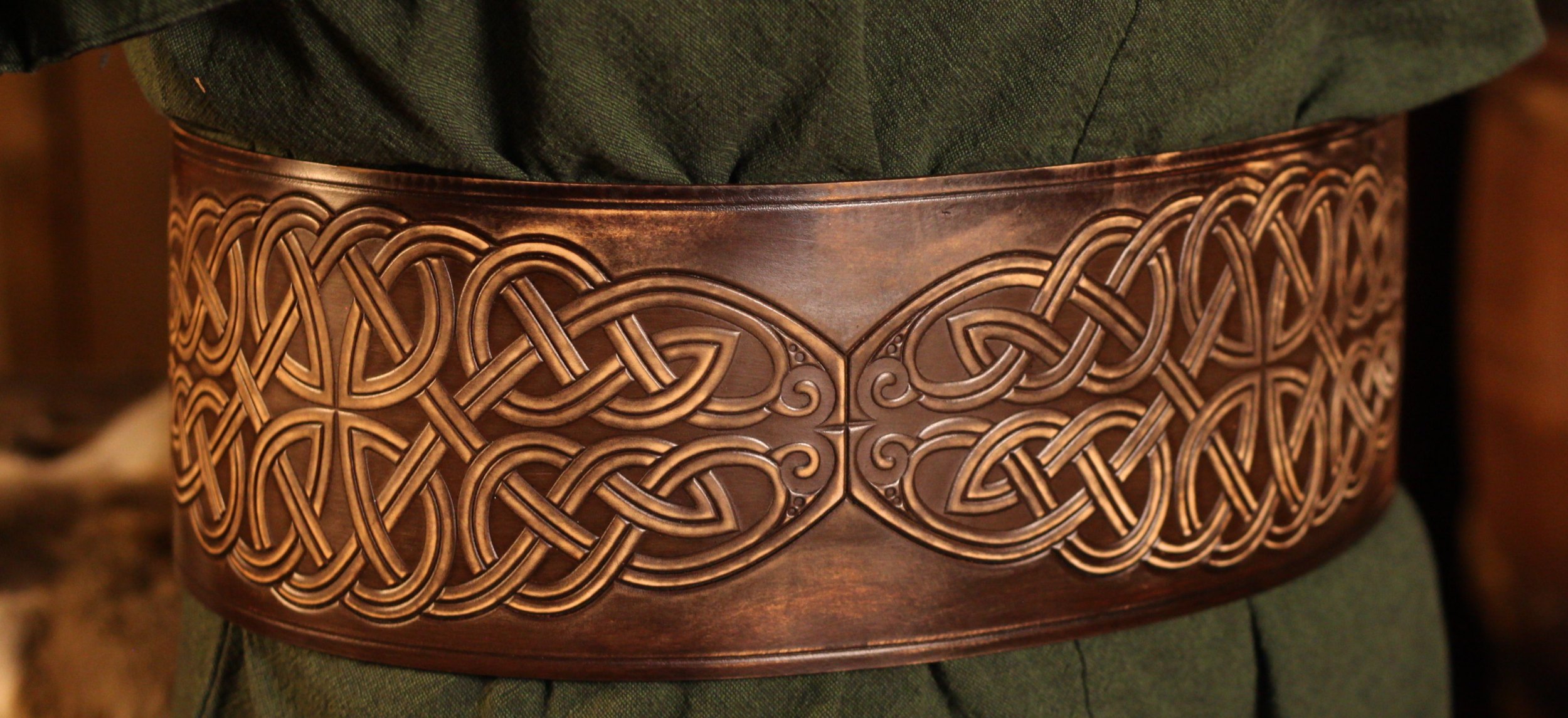 Breiter LARP Ledergürtel, antikbraun