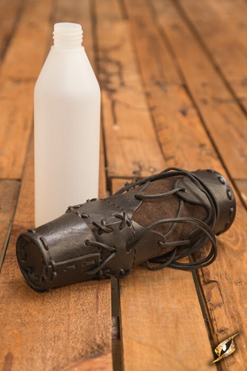 Flaschenhalter aus Leder, schwarz