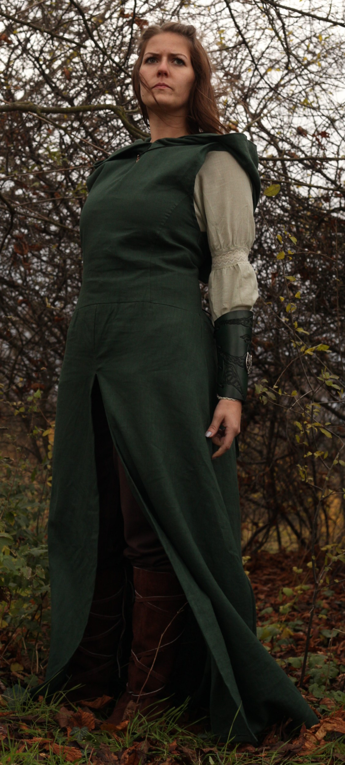 Damen Leinen-Tunika mit Kapuze