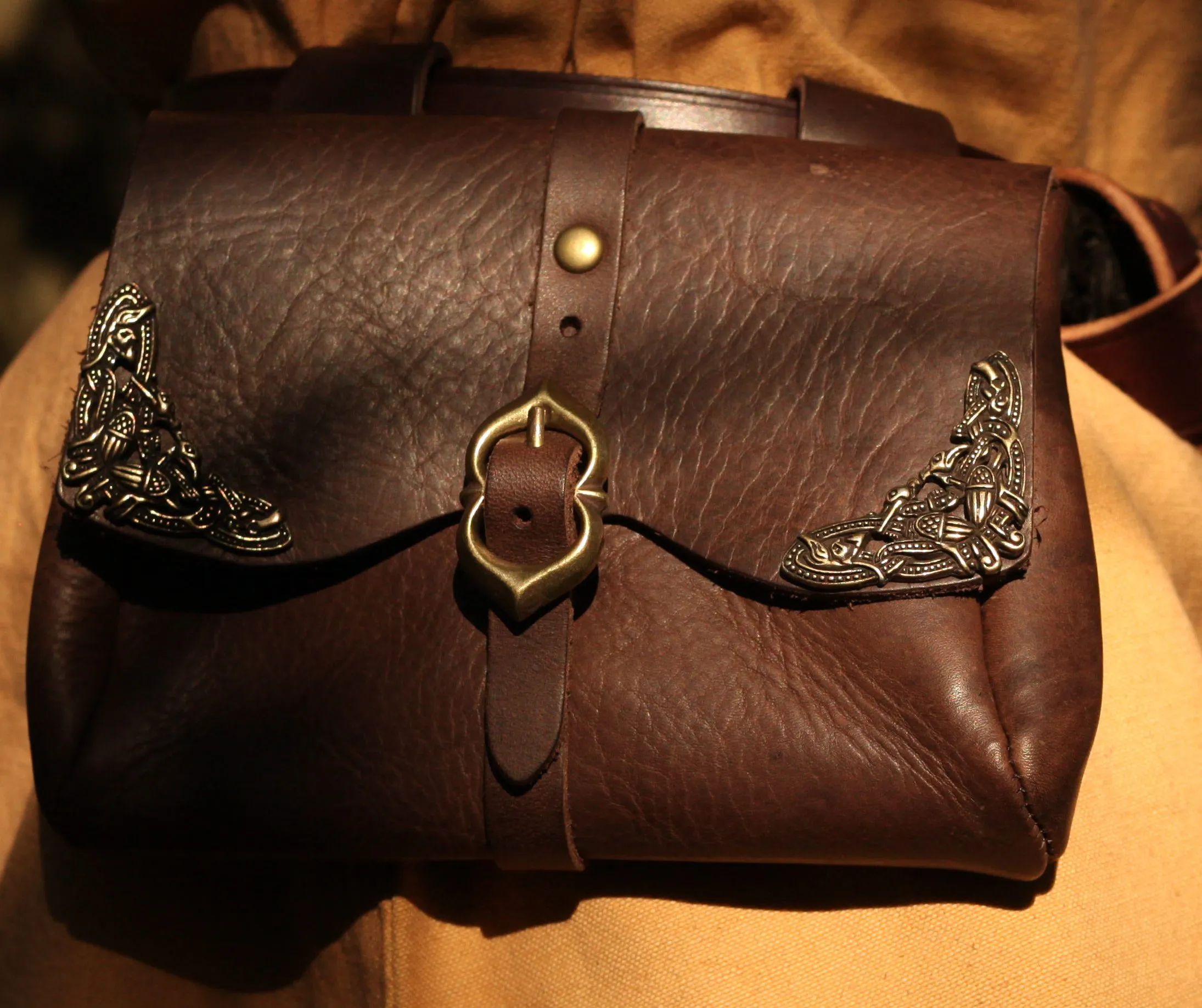 Braune mittelalterliche Ledertasche Wikinger