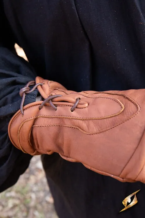Fingerlose Dieb-Handschuhe aus Leder braun