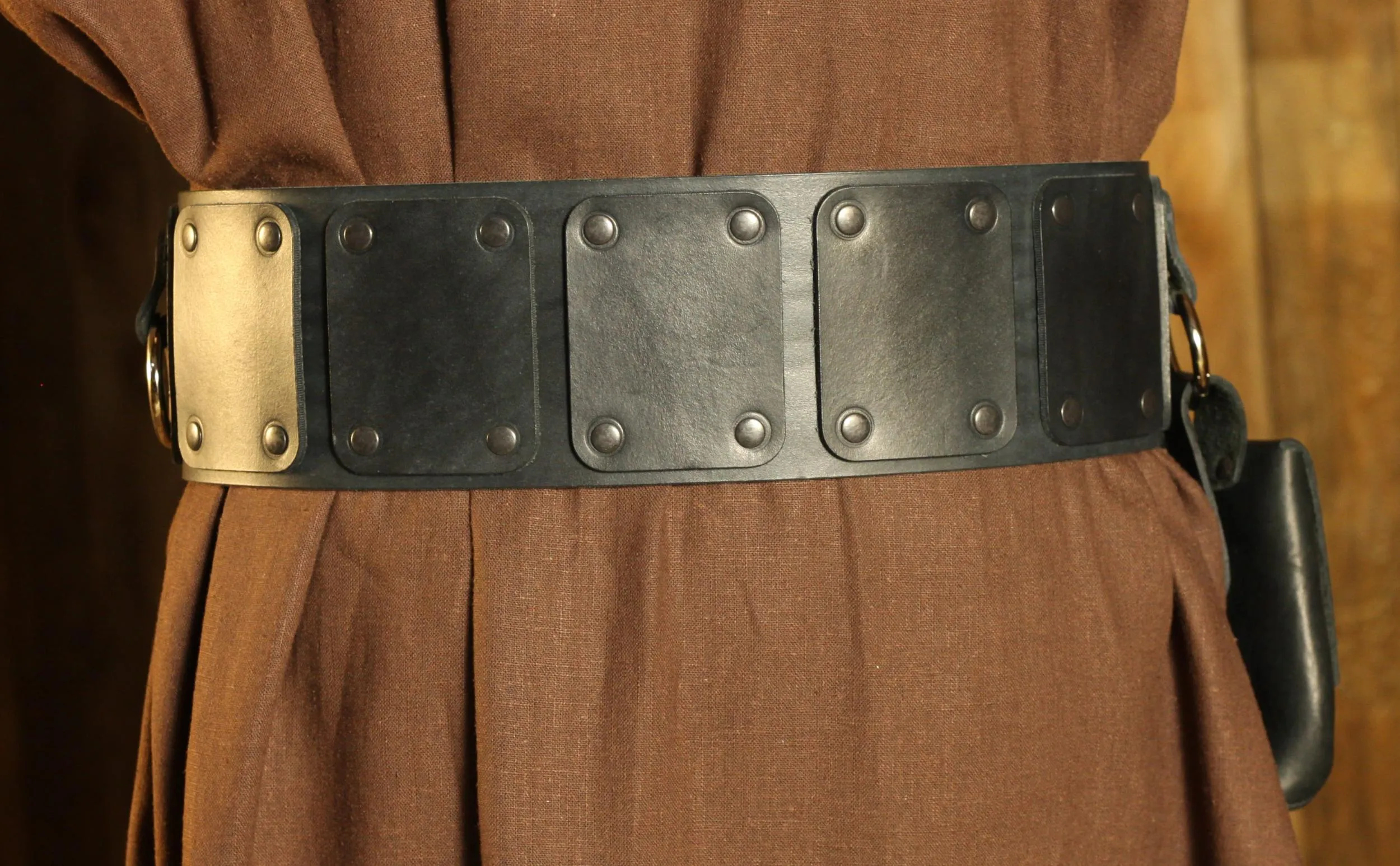 Breitgürtel aus Leder, 10cm, mit Ringen