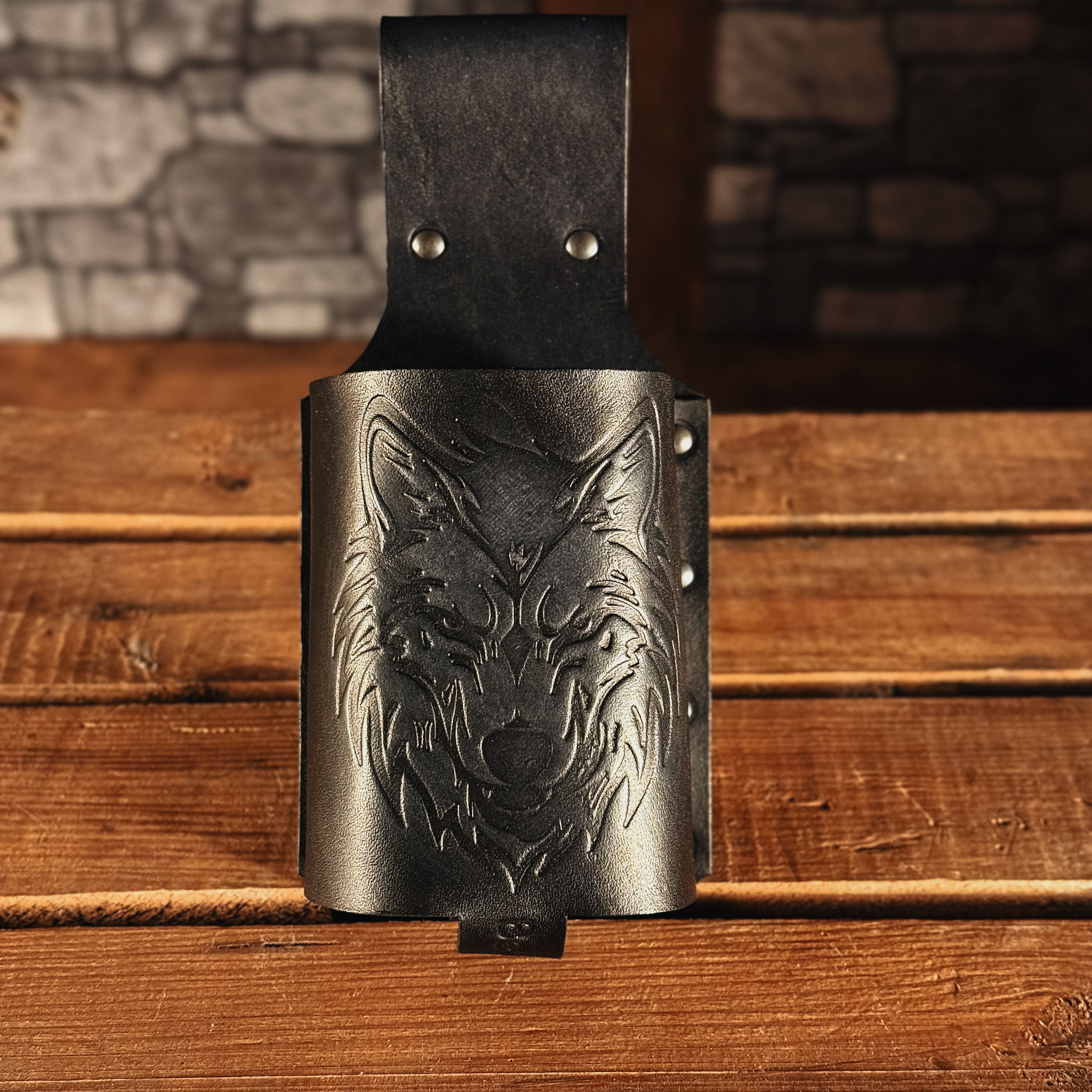 BecherBoss Getränkehalter grimmiger Wolf schwarz