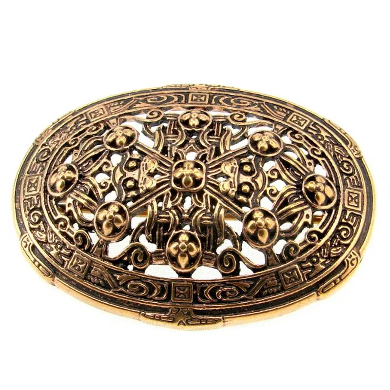 Bronze Ovalfibel Brosche Wikinger Schalenfibel