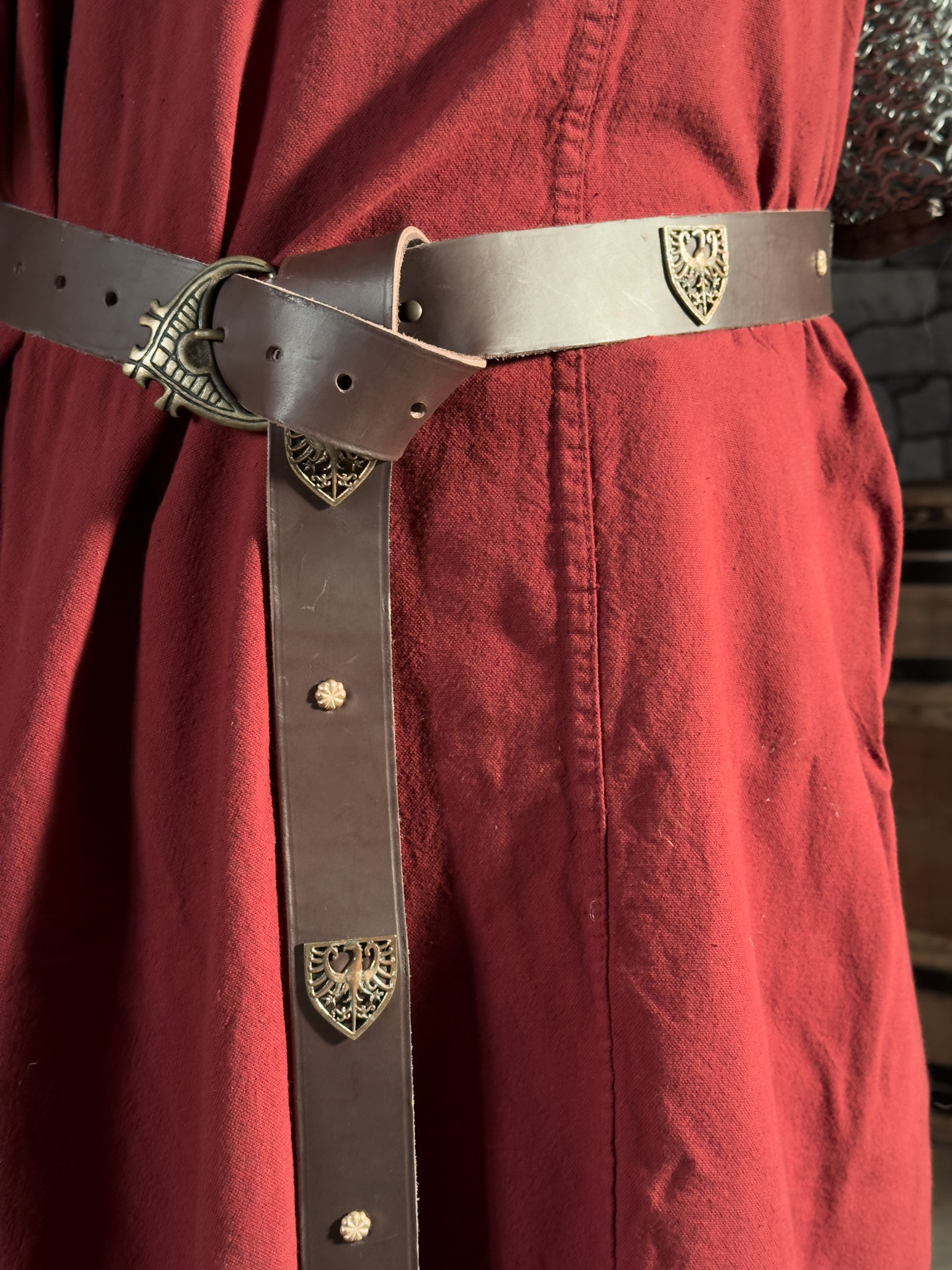 Edler Langgürtel mit Adlerwappen, 4cm, braun