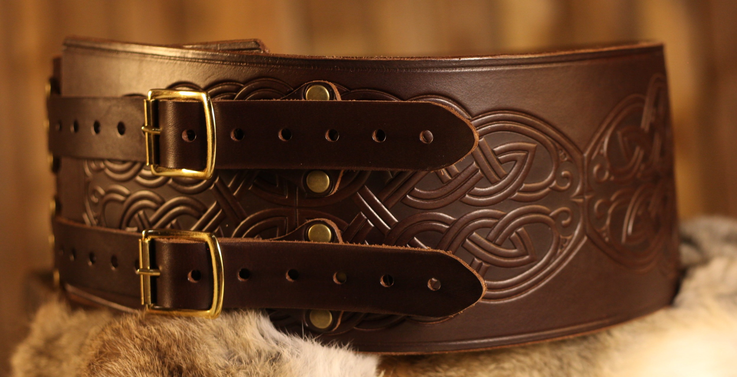 Breiter LARP Ledergürtel, dunkelbraun