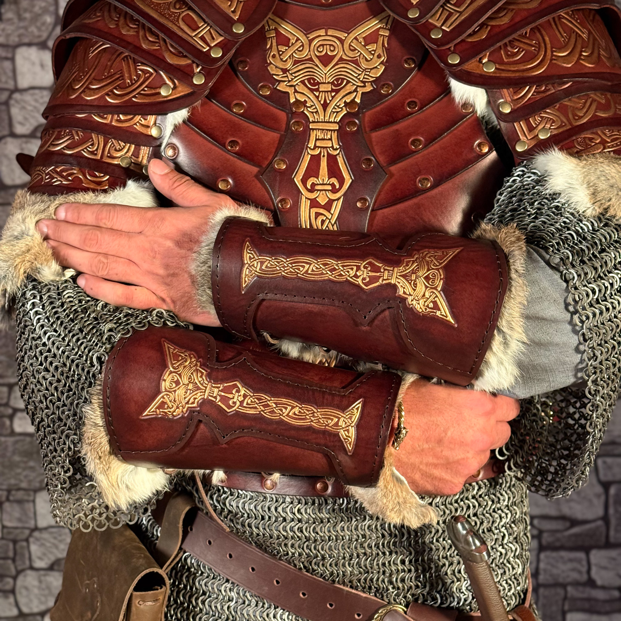 LARP Lederrüstung Vendel Komplettset Gold