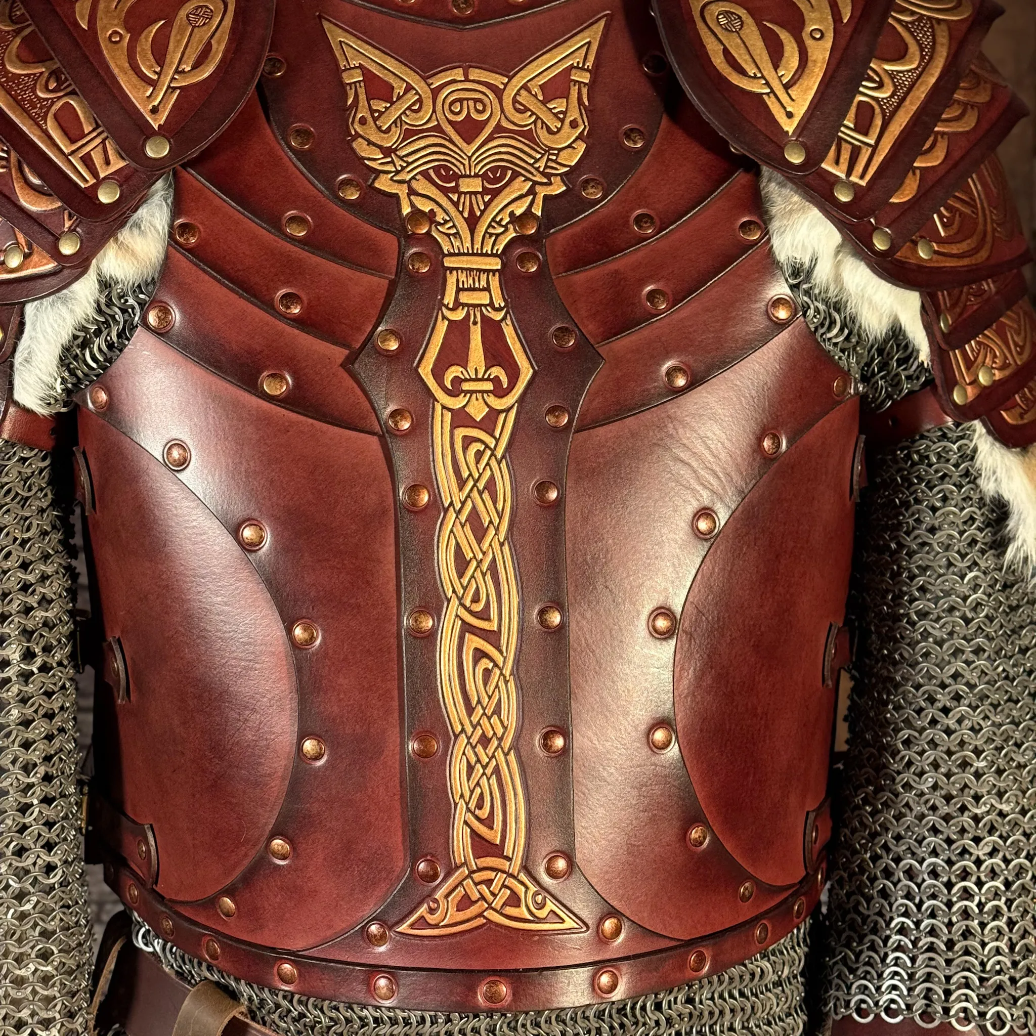 LARP Lederrüstung Vendel Komplettset Gold