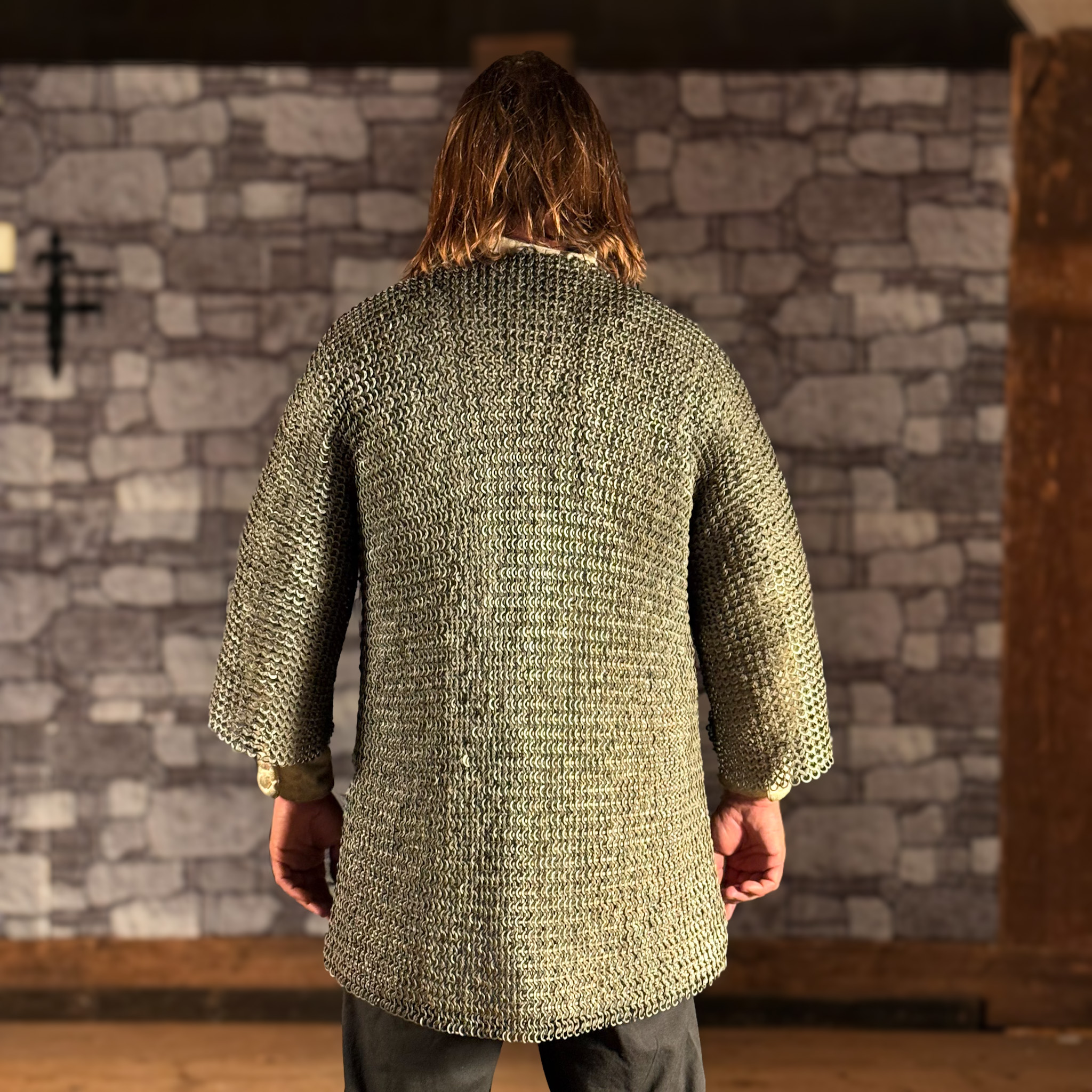 Kettenhemd Haubergeon, Flachring Keilnieten, ID9mm