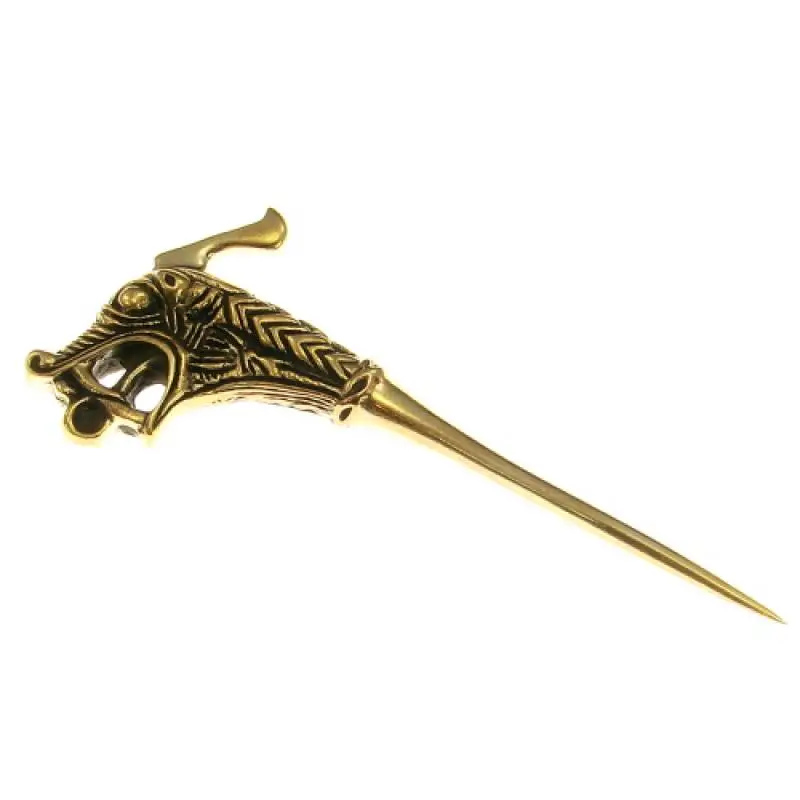 Bronze Gewandnadel mit Drachenkopf